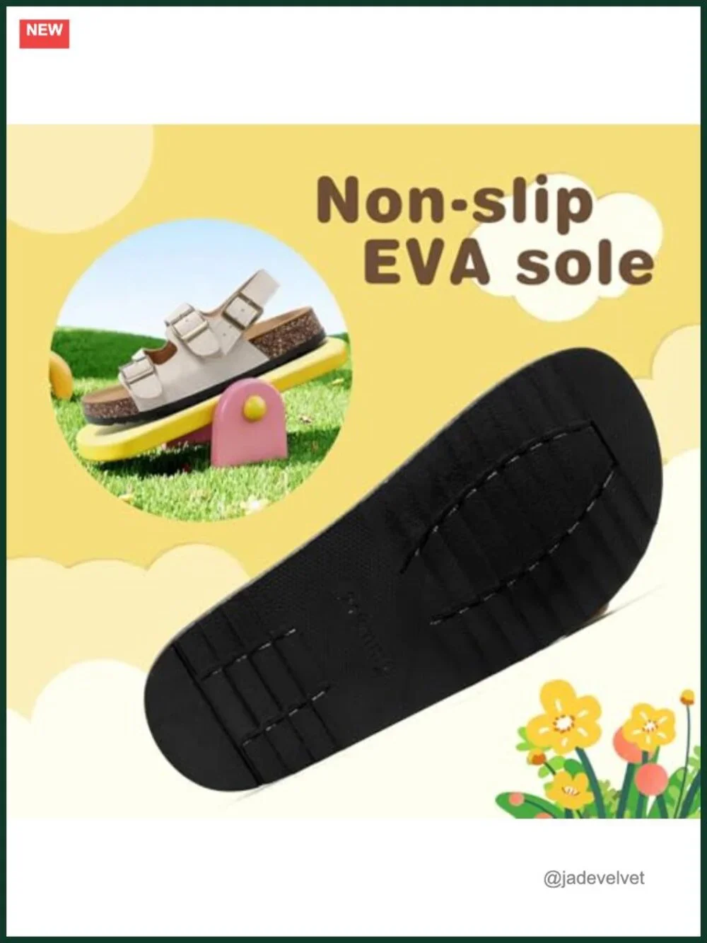 Kids Cork Footbed Sandals - Adjustable Double Buckle Slides with Back Strap